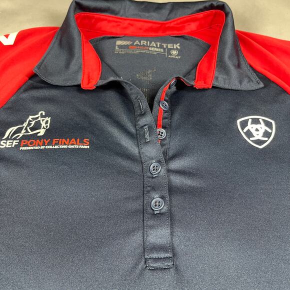 Ariat Shirt Womens Large Team Polo 3.0 USEF Pony Finals Tek USA Equestrian Blue - Picture 3 of 14
